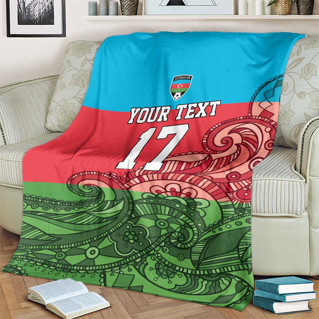 Custom Azerbaijan Football Blanket Azerbaijan Pattern Buta