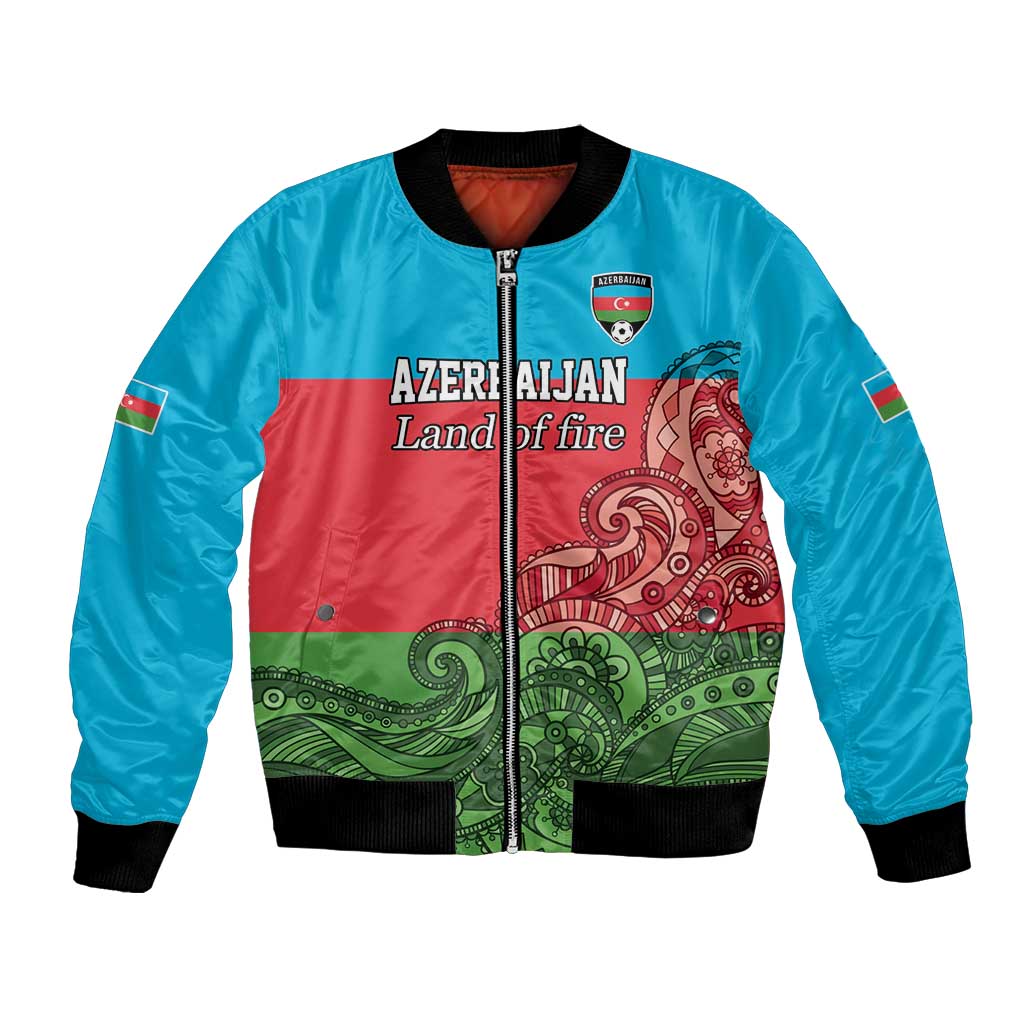 Custom Azerbaijan Football Bomber Jacket Azerbaijan Pattern Buta