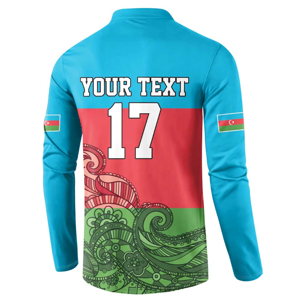 Custom Azerbaijan Football Button Sweatshirt Azerbaijan Pattern Buta