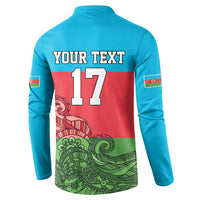 Custom Azerbaijan Football Button Sweatshirt Azerbaijan Pattern Buta