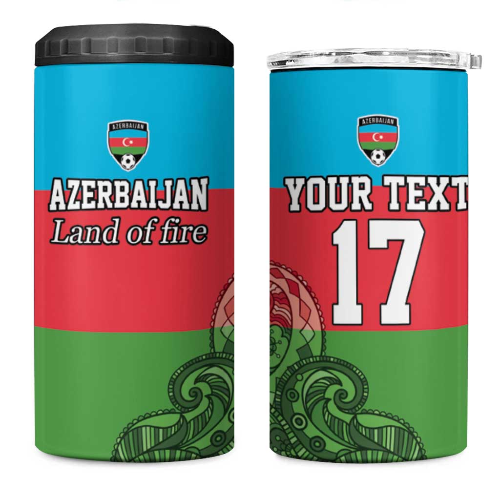 Custom Azerbaijan Football 4 in 1 Can Cooler Tumbler Azerbaijan Pattern Buta