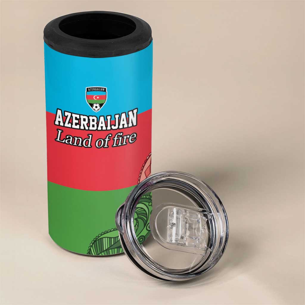 Custom Azerbaijan Football 4 in 1 Can Cooler Tumbler Azerbaijan Pattern Buta