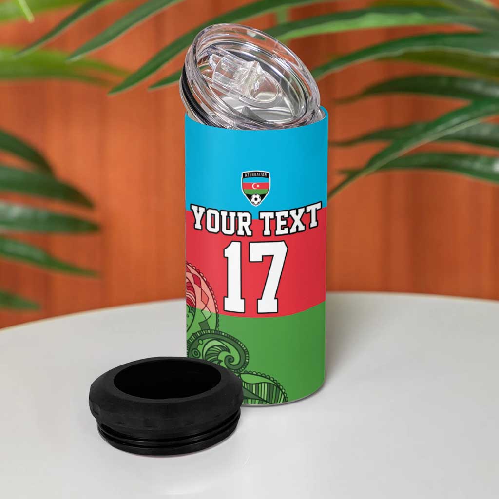 Custom Azerbaijan Football 4 in 1 Can Cooler Tumbler Azerbaijan Pattern Buta