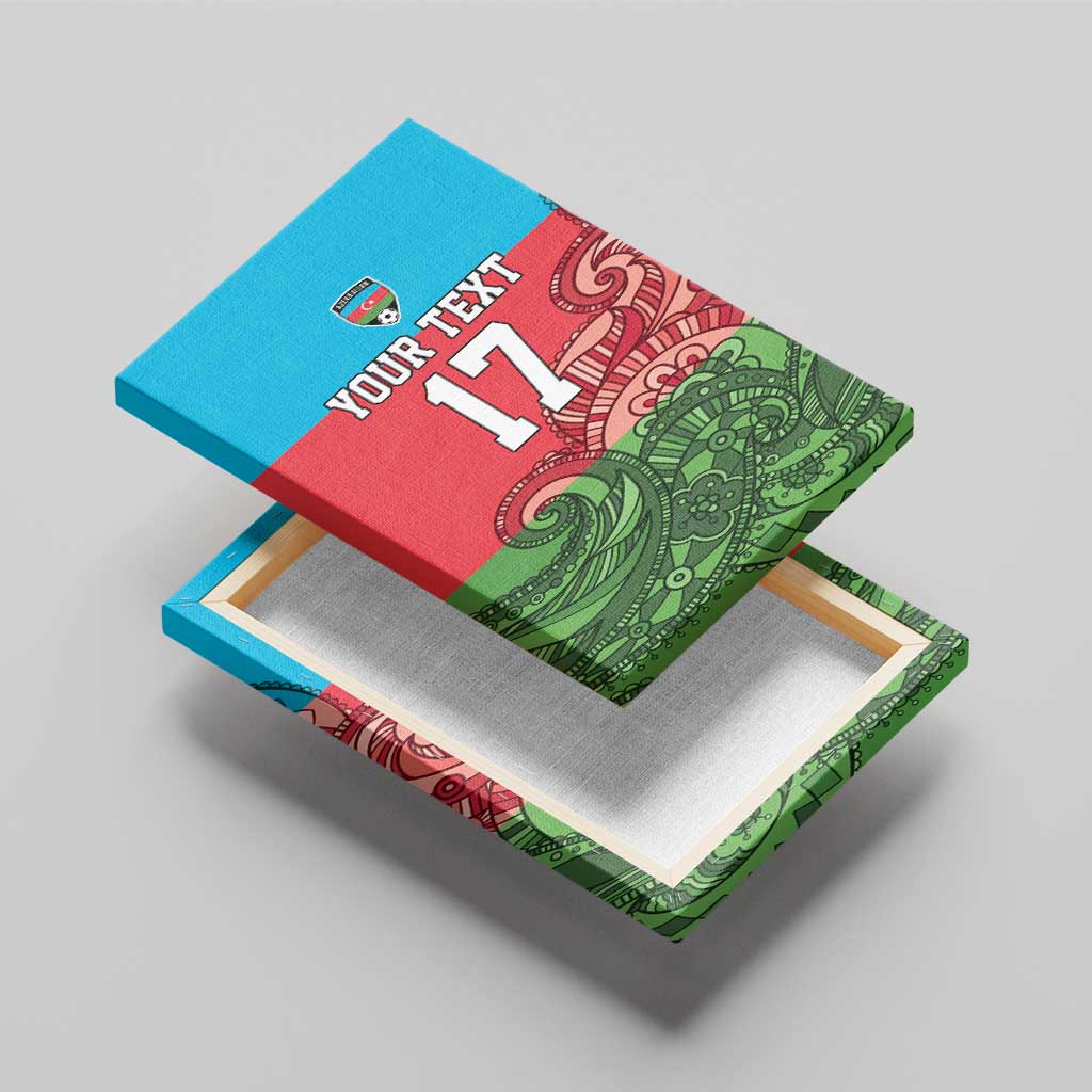 Custom Azerbaijan Football Canvas Wall Art Azerbaijan Pattern Buta