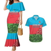 Custom Azerbaijan Football Couples Matching Mermaid Dress and Hawaiian Shirt Azerbaijan Pattern Buta