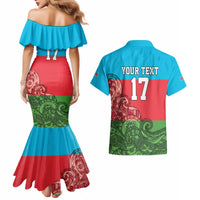 Custom Azerbaijan Football Couples Matching Mermaid Dress and Hawaiian Shirt Azerbaijan Pattern Buta