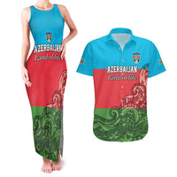 Custom Azerbaijan Football Couples Matching Tank Maxi Dress and Hawaiian Shirt Azerbaijan Pattern Buta