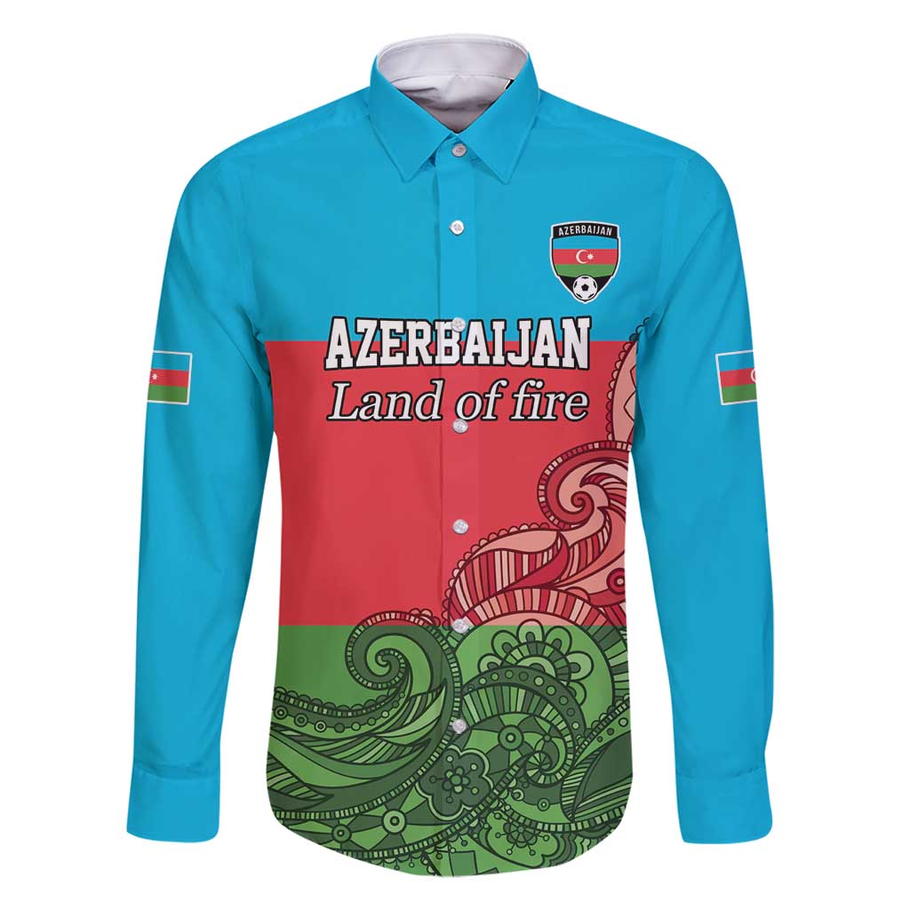 Custom Azerbaijan Football Family Matching Long Sleeve Bodycon Dress and Hawaiian Shirt Azerbaijan Pattern Buta