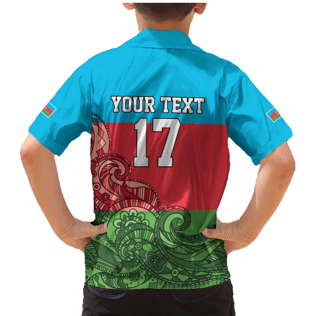 Custom Azerbaijan Football Family Matching Mermaid Dress and Hawaiian Shirt Azerbaijan Pattern Buta