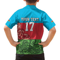 Custom Azerbaijan Football Family Matching Off The Shoulder Long Sleeve Dress and Hawaiian Shirt Azerbaijan Pattern Buta
