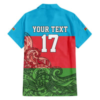 Custom Azerbaijan Football Family Matching Off The Shoulder Long Sleeve Dress and Hawaiian Shirt Azerbaijan Pattern Buta