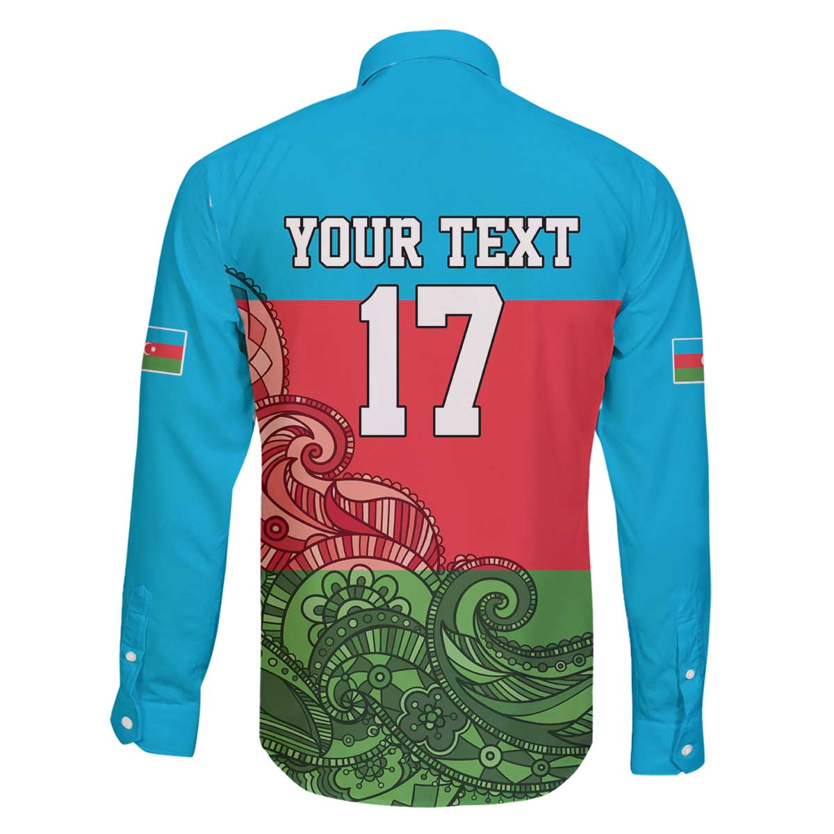 Custom Azerbaijan Football Family Matching Off The Shoulder Long Sleeve Dress and Hawaiian Shirt Azerbaijan Pattern Buta