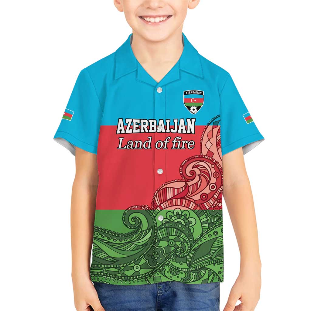 Custom Azerbaijan Football Family Matching Off Shoulder Maxi Dress and Hawaiian Shirt Azerbaijan Pattern Buta