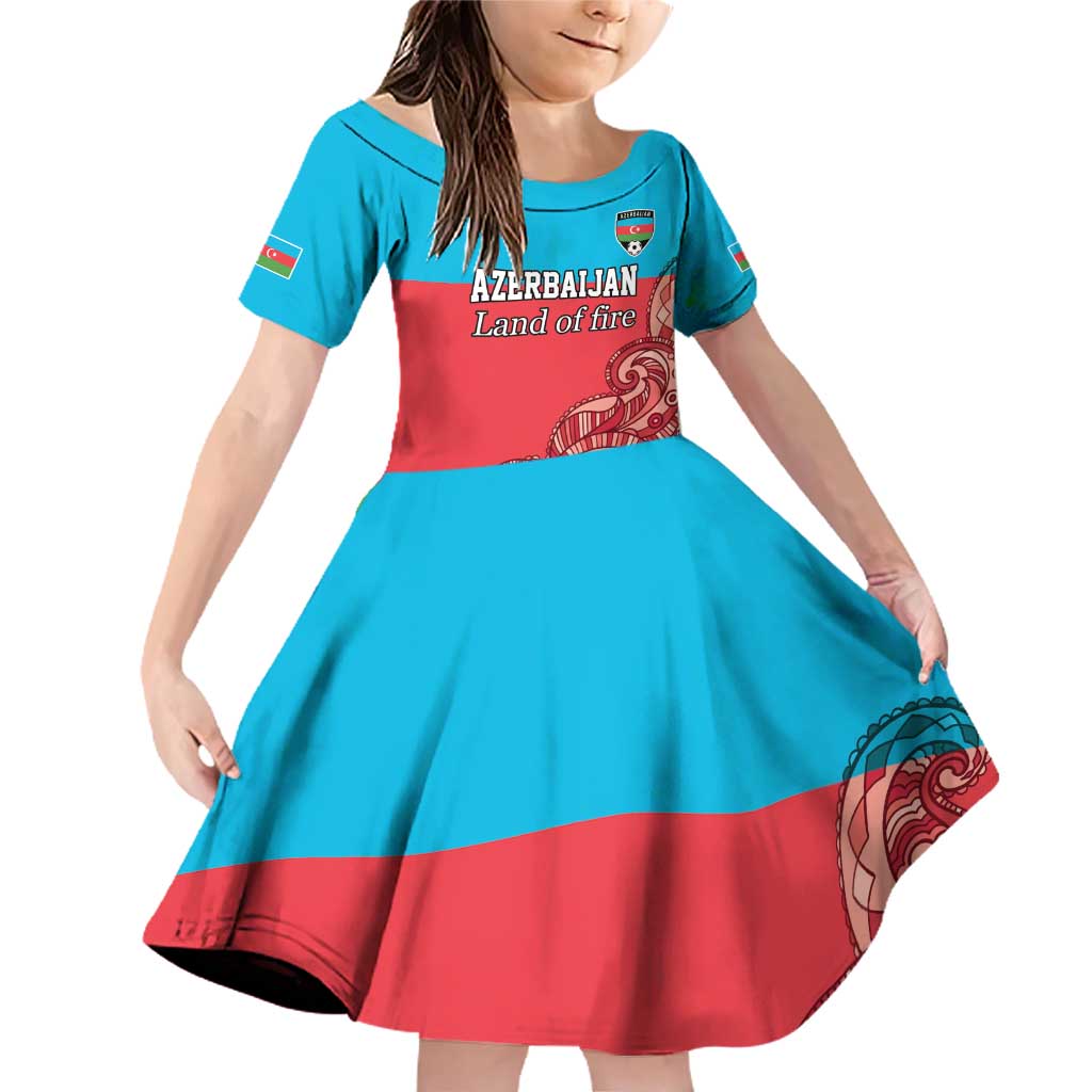 Custom Azerbaijan Football Family Matching Off Shoulder Short Dress and Hawaiian Shirt Azerbaijan Pattern Buta