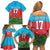 Custom Azerbaijan Football Family Matching Off Shoulder Short Dress and Hawaiian Shirt Azerbaijan Pattern Buta