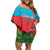 Custom Azerbaijan Football Family Matching Off Shoulder Short Dress and Hawaiian Shirt Azerbaijan Pattern Buta
