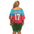 Custom Azerbaijan Football Family Matching Off Shoulder Short Dress and Hawaiian Shirt Azerbaijan Pattern Buta
