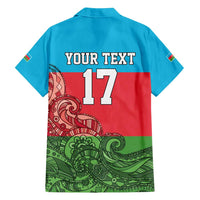 Custom Azerbaijan Football Family Matching Puletasi and Hawaiian Shirt Azerbaijan Pattern Buta