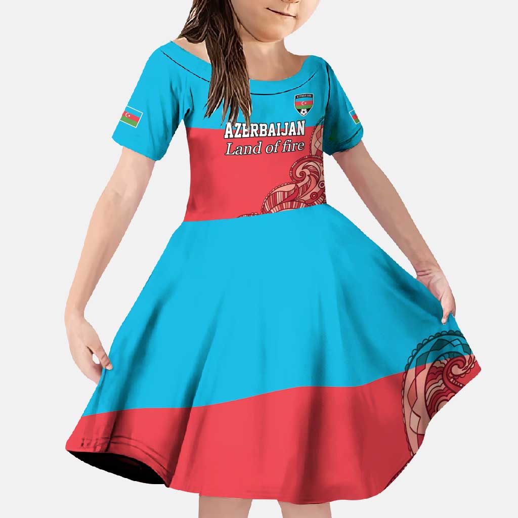 Custom Azerbaijan Football Family Matching Short Sleeve Bodycon Dress and Hawaiian Shirt Azerbaijan Pattern Buta