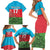 Custom Azerbaijan Football Family Matching Short Sleeve Bodycon Dress and Hawaiian Shirt Azerbaijan Pattern Buta