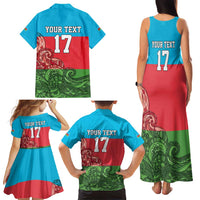 Custom Azerbaijan Football Family Matching Tank Maxi Dress and Hawaiian Shirt Azerbaijan Pattern Buta