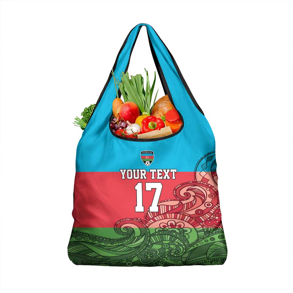 Custom Azerbaijan Football Grocery Bag Azerbaijan Pattern Buta