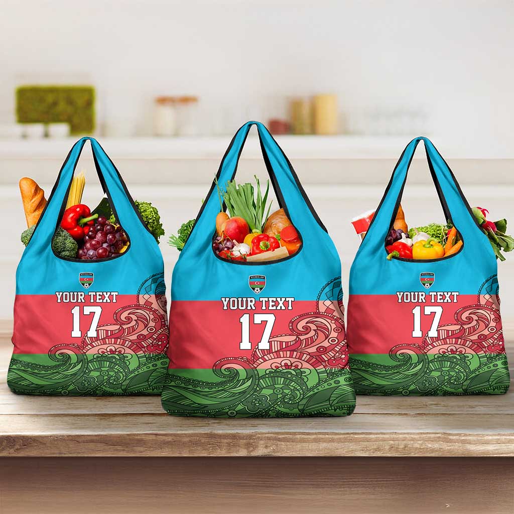 Custom Azerbaijan Football Grocery Bag Azerbaijan Pattern Buta