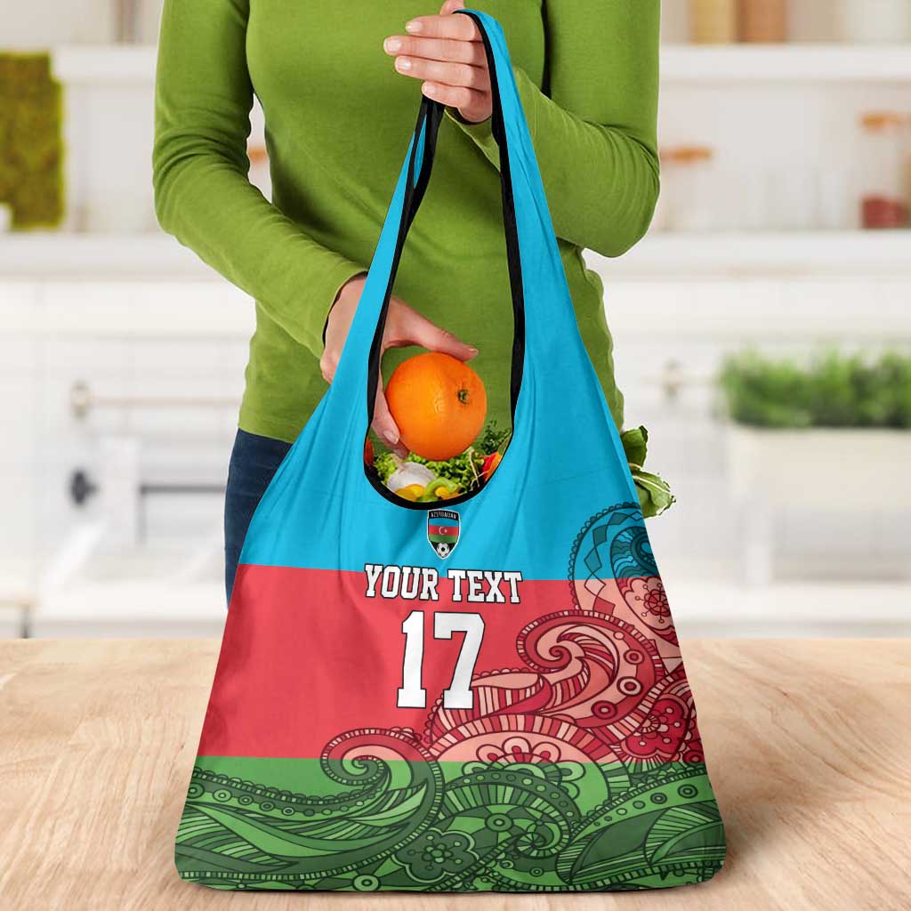 Custom Azerbaijan Football Grocery Bag Azerbaijan Pattern Buta