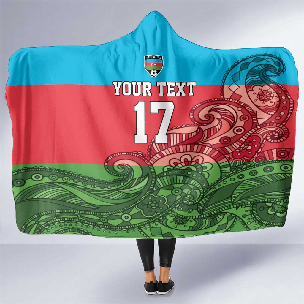 Custom Azerbaijan Football Hooded Blanket Azerbaijan Pattern Buta