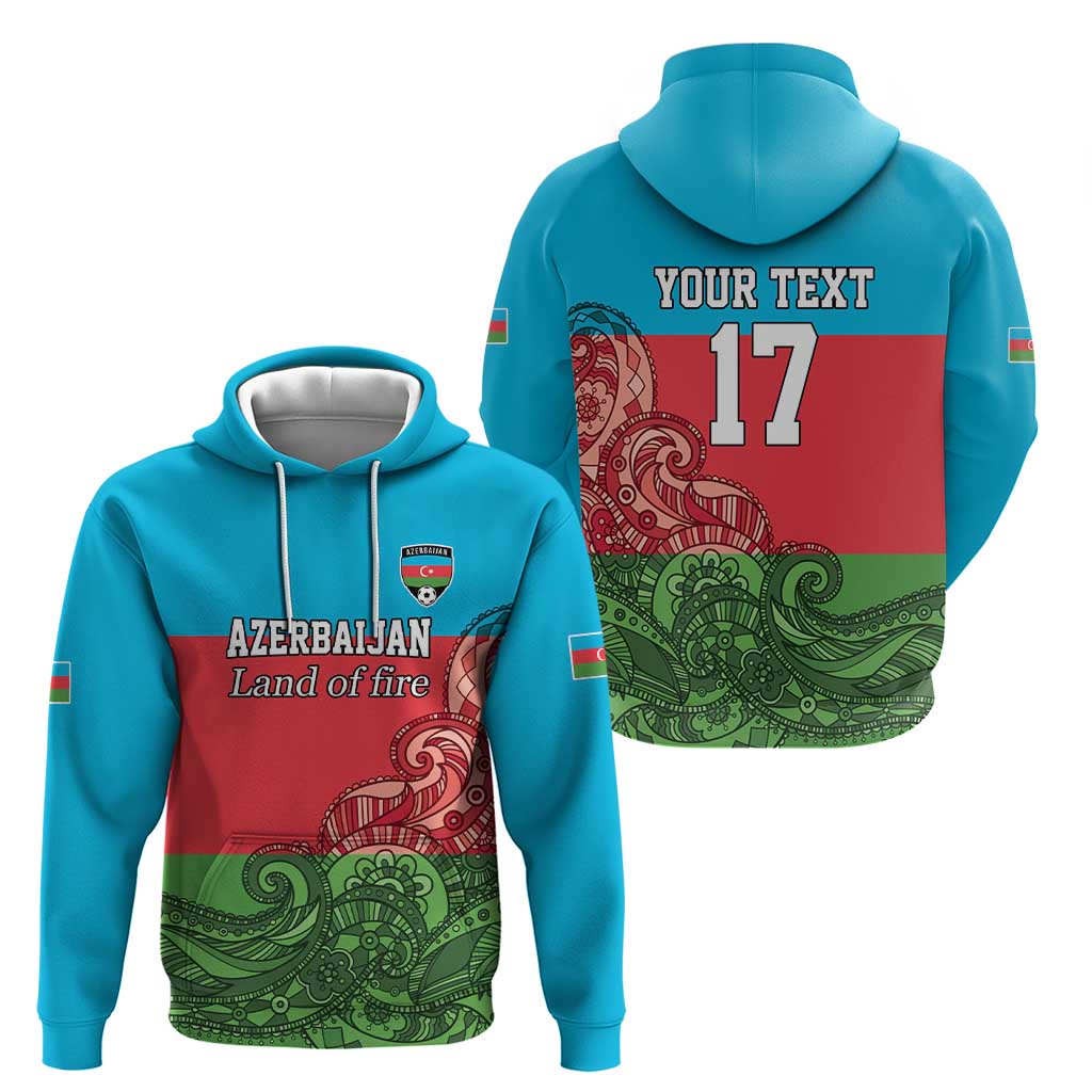 Custom Azerbaijan Football Hoodie Azerbaijan Pattern Buta