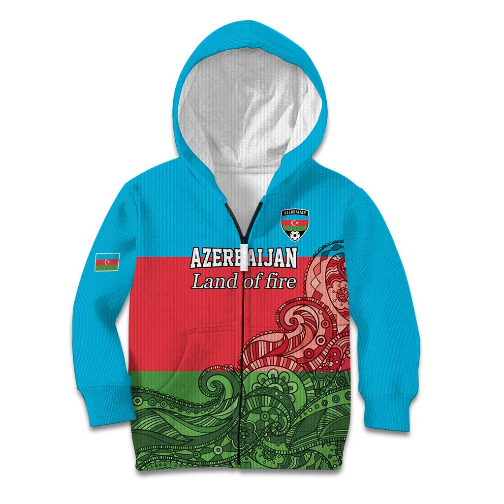 Custom Azerbaijan Football Kid Hoodie Azerbaijan Pattern Buta