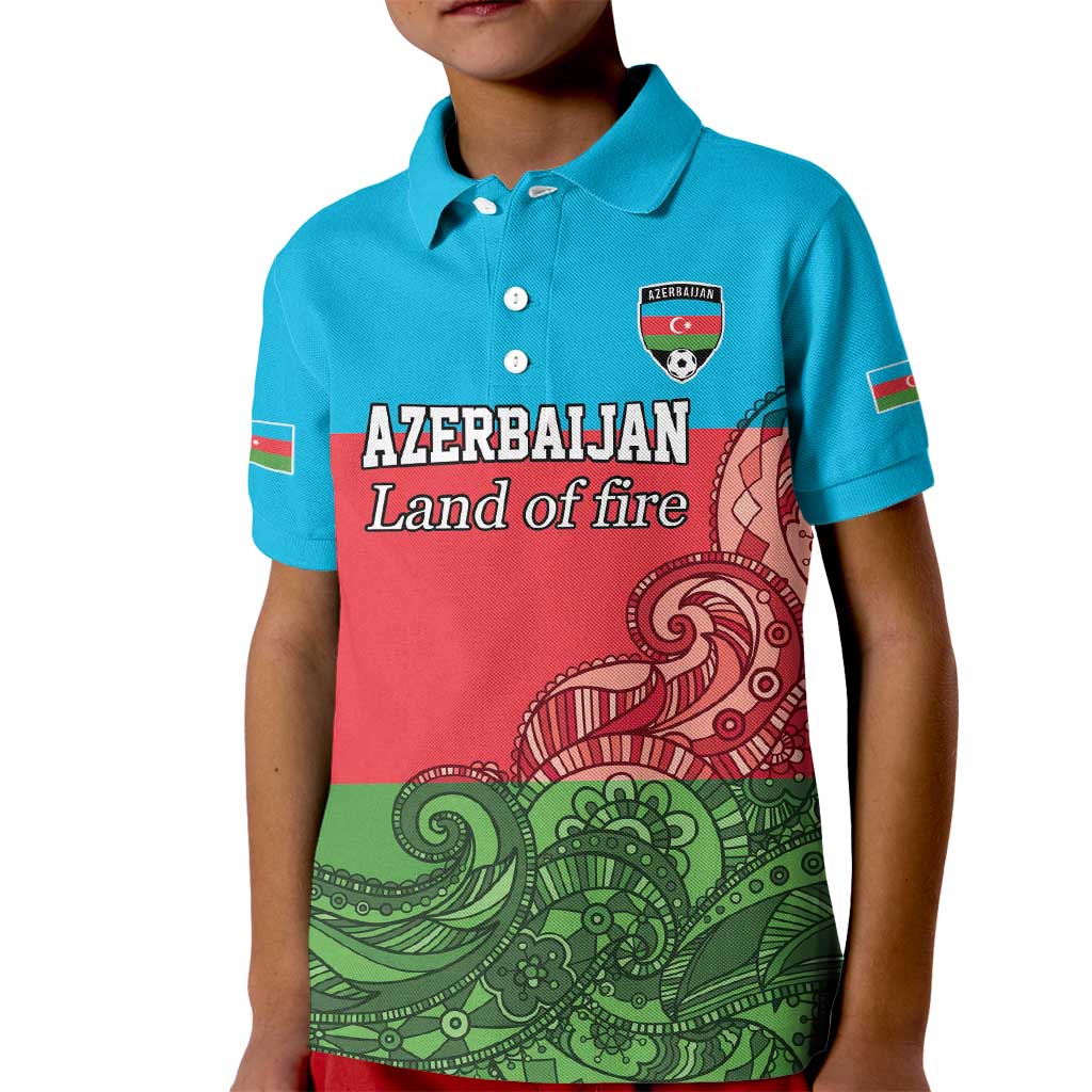 Custom Azerbaijan Football Kid Polo Shirt Azerbaijan Pattern Buta