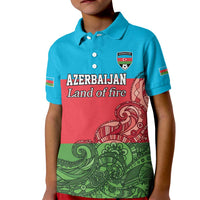 Custom Azerbaijan Football Kid Polo Shirt Azerbaijan Pattern Buta