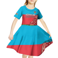 Custom Azerbaijan Football Kid Short Sleeve Dress Azerbaijan Pattern Buta