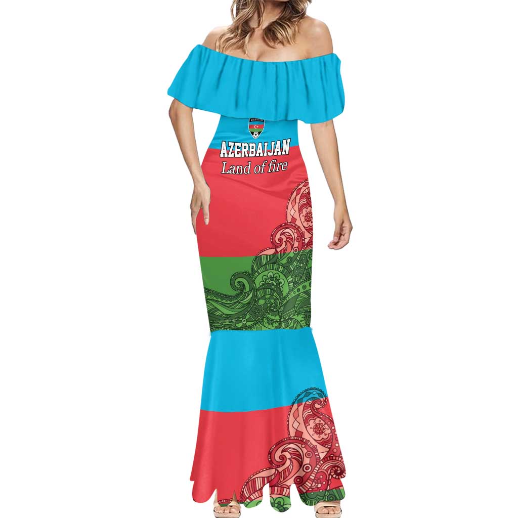 Custom Azerbaijan Football Mermaid Dress Azerbaijan Pattern Buta
