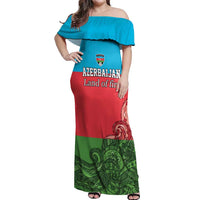 Custom Azerbaijan Football Off Shoulder Maxi Dress Azerbaijan Pattern Buta