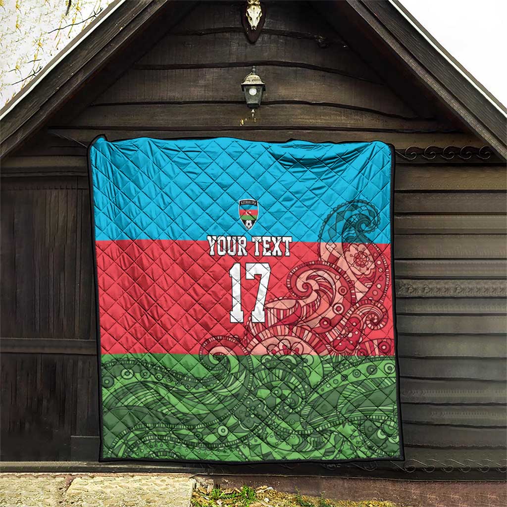 Custom Azerbaijan Football Quilt Azerbaijan Pattern Buta
