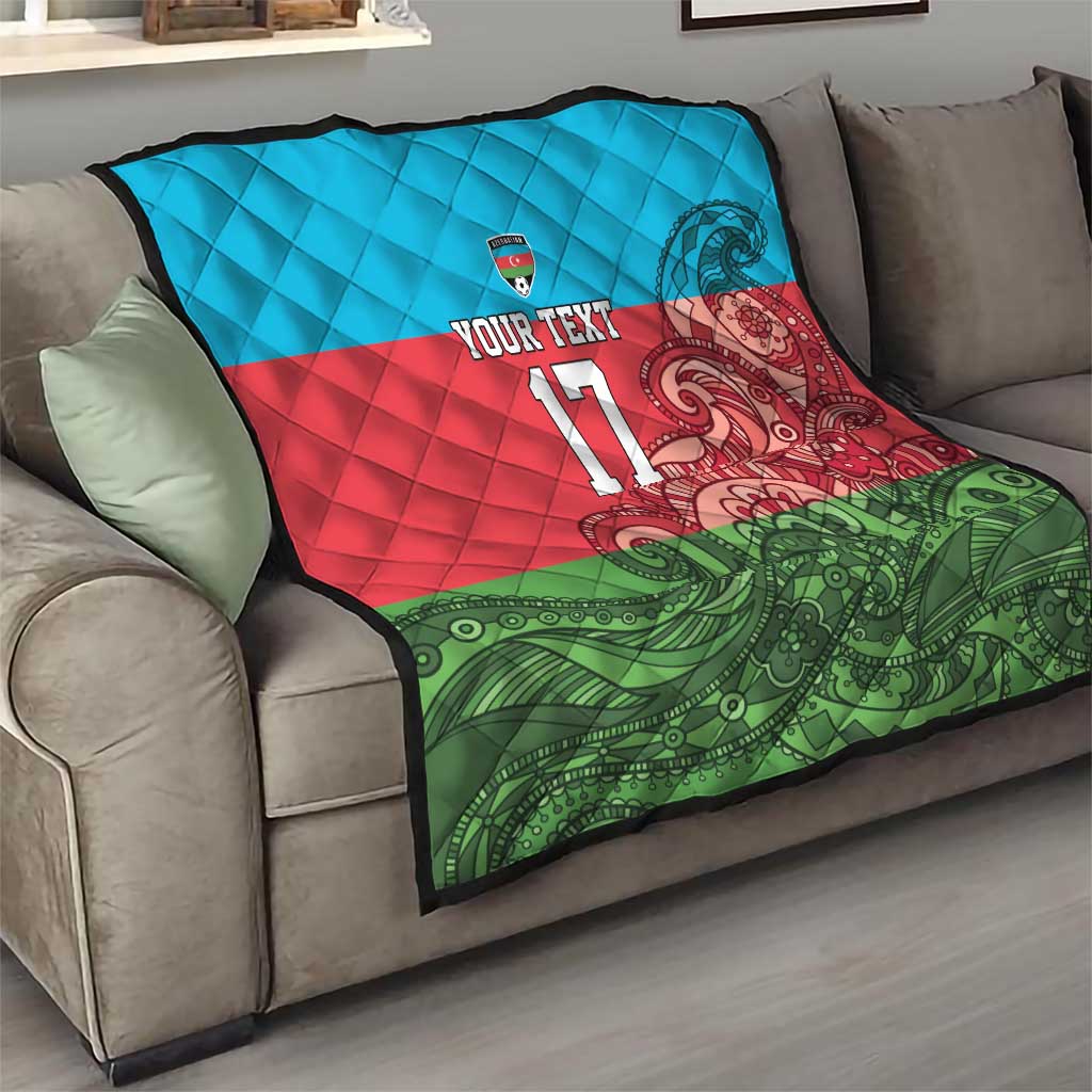 Custom Azerbaijan Football Quilt Azerbaijan Pattern Buta
