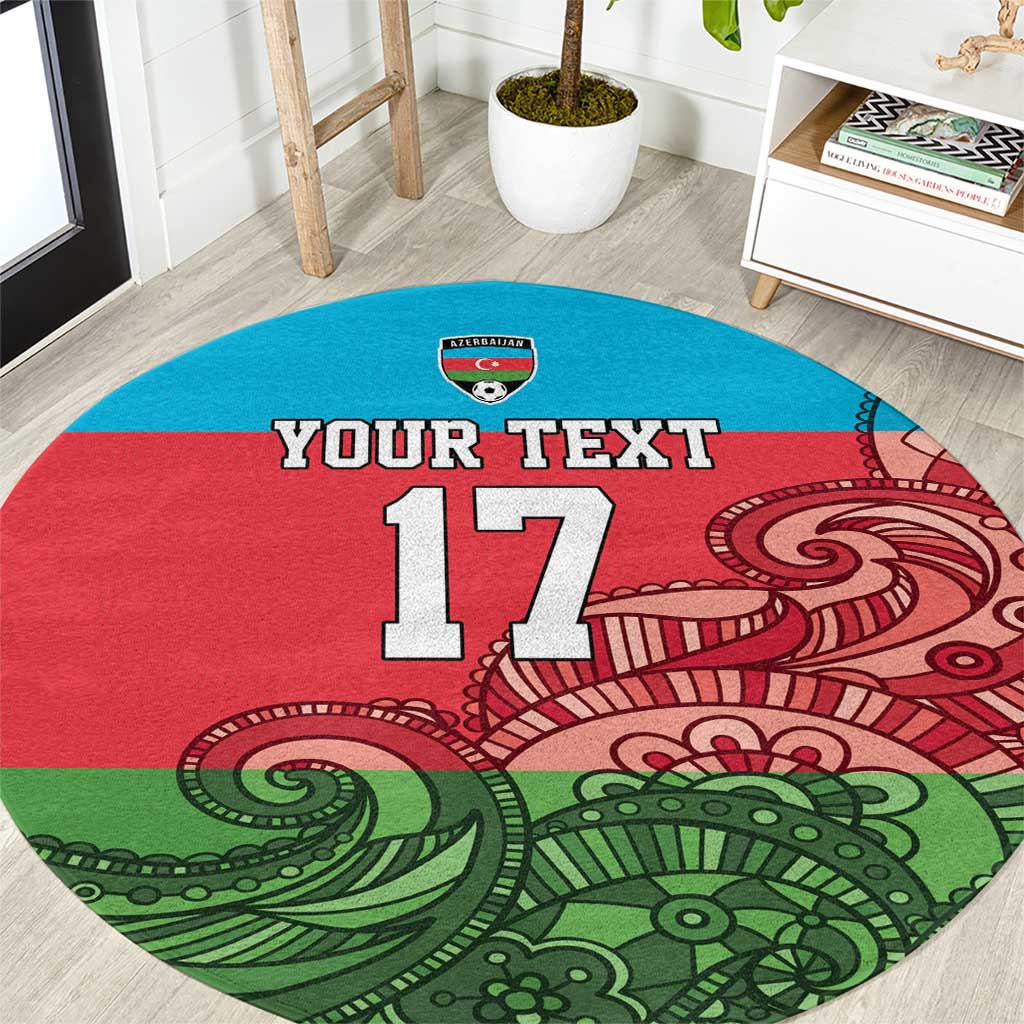 Custom Azerbaijan Football Round Carpet Azerbaijan Pattern Buta