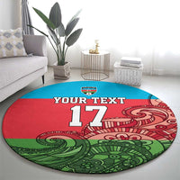 Custom Azerbaijan Football Round Carpet Azerbaijan Pattern Buta