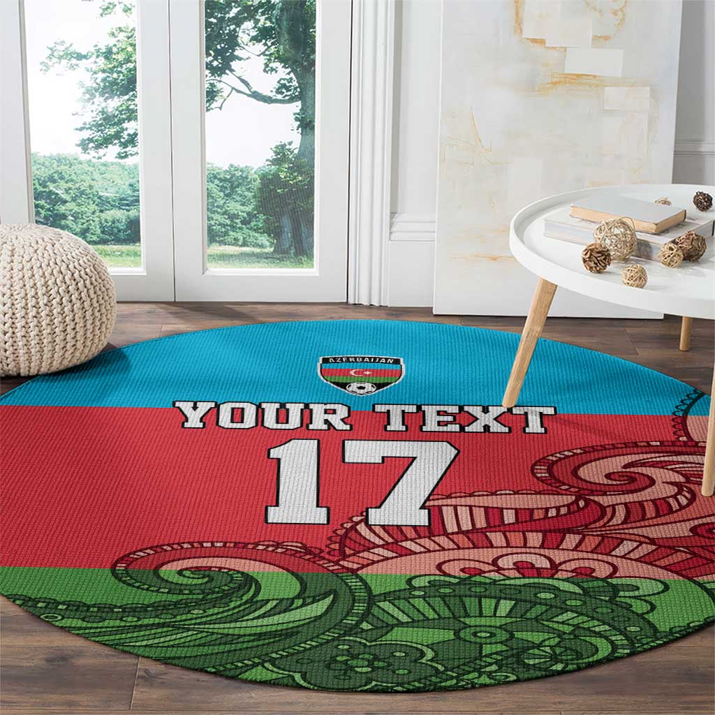 Custom Azerbaijan Football Round Carpet Azerbaijan Pattern Buta