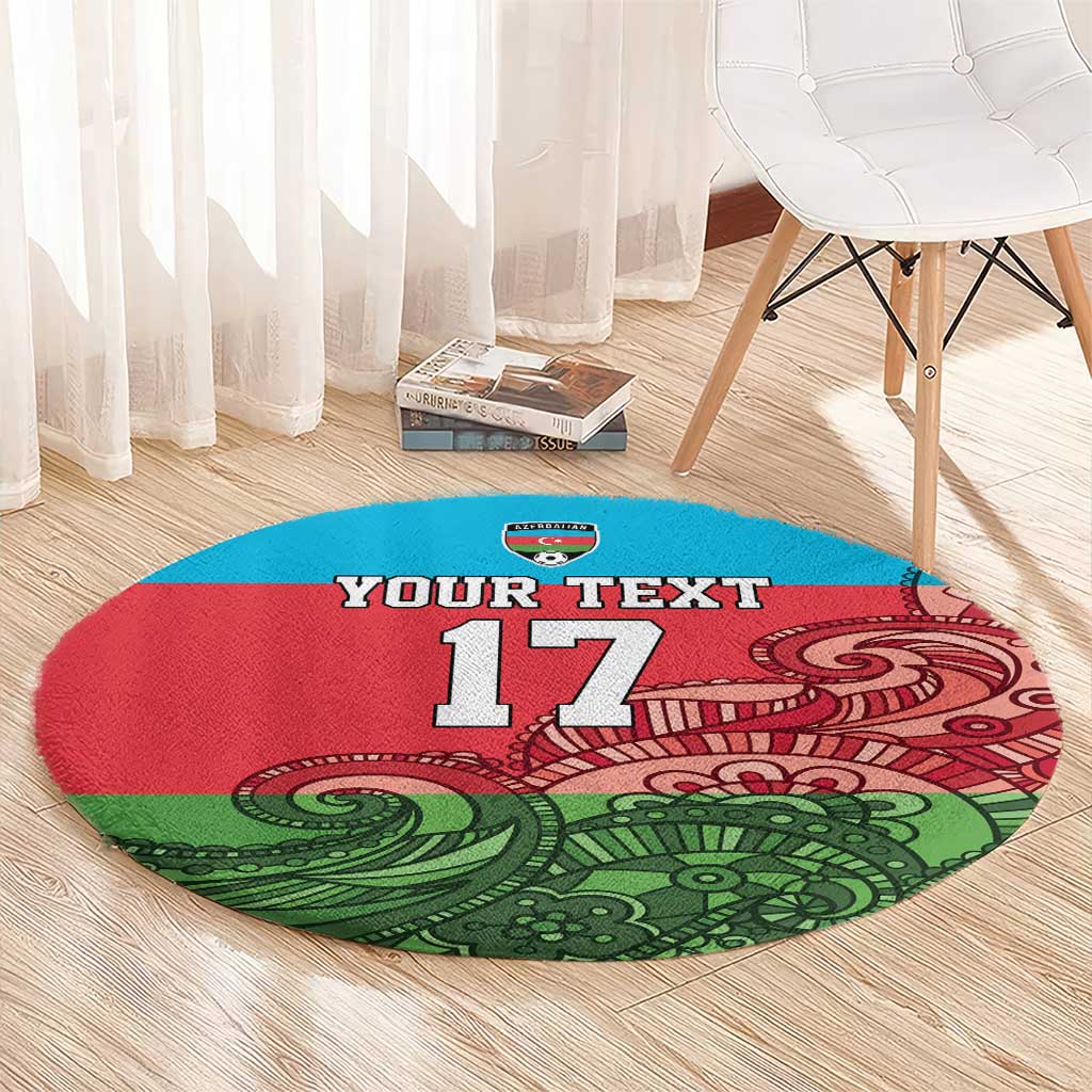 Custom Azerbaijan Football Round Carpet Azerbaijan Pattern Buta