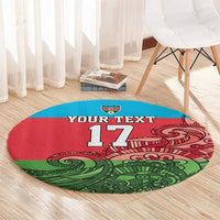 Custom Azerbaijan Football Round Carpet Azerbaijan Pattern Buta