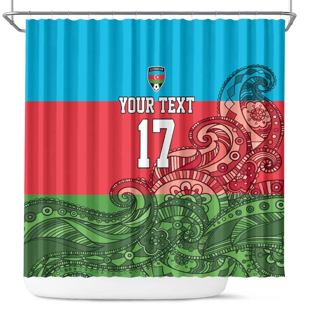 Custom Azerbaijan Football Shower Curtain Azerbaijan Pattern Buta