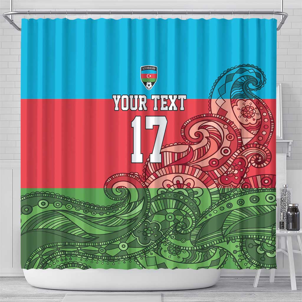 Custom Azerbaijan Football Shower Curtain Azerbaijan Pattern Buta