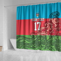 Custom Azerbaijan Football Shower Curtain Azerbaijan Pattern Buta