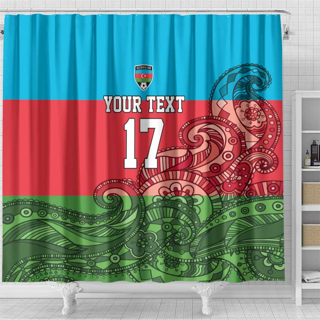 Custom Azerbaijan Football Shower Curtain Azerbaijan Pattern Buta