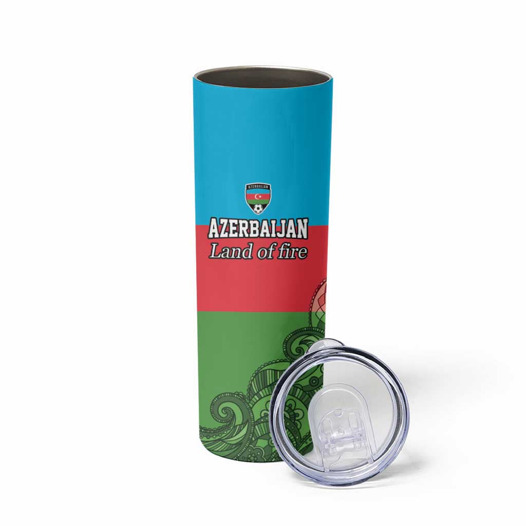 Custom Azerbaijan Football Skinny Tumbler Azerbaijan Pattern Buta