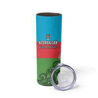 Custom Azerbaijan Football Skinny Tumbler Azerbaijan Pattern Buta