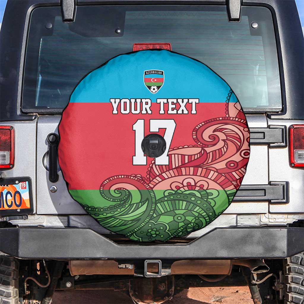 Custom Azerbaijan Football Spare Tire Cover Azerbaijan Pattern Buta